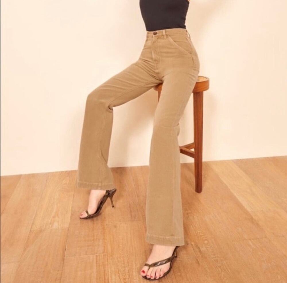 Reformation Wide Leg Wheat Trouser Jeans Size 26 High Rise Minimalist Old Money